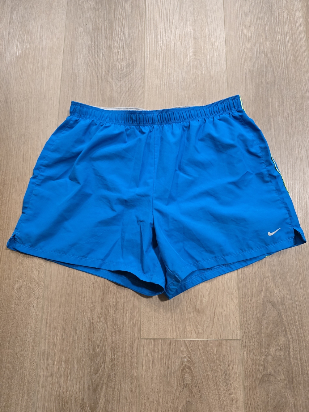 Nike Dri-FIT Women's Running Shorts M 8-10 Blue Neon Yellow Athletic